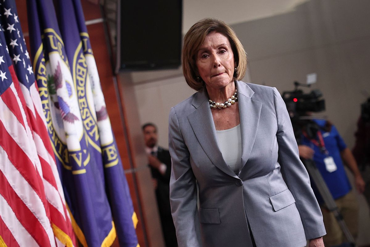 U.S. Speaker of the House Nancy Pelosi departs following her weekly news conference at the U.S. Capitol on September 14, 2022 in Washington, DC. (Win McNamee/Getty Images)