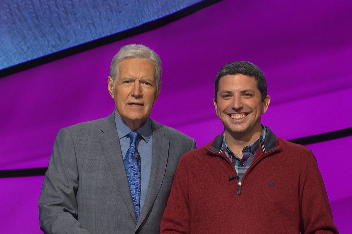 The author with Alex Trebek on the "Jeopardy!" set (Courtesy Jeopardy Productions, Inc.)