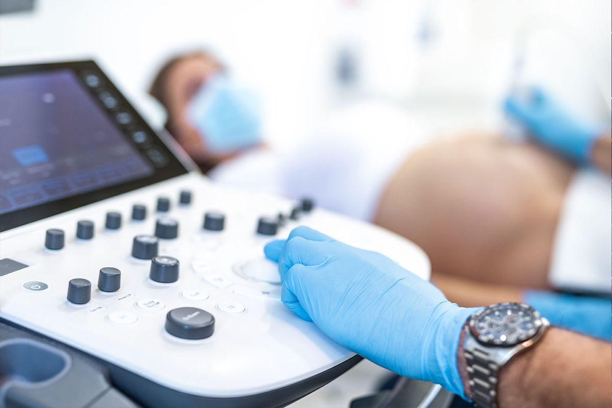 Ultrasound pregnancy examination in a Medical Clinic (Getty Images/DjelicS)