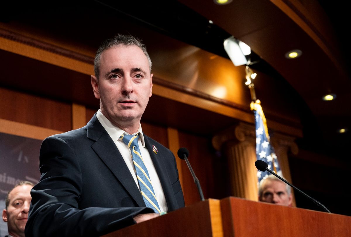Rep. Brian Fitzpatrick, R-Pa., speaks during a news conference in the Capitol on Thursday, March 3, 2022. (Bill Clark/CQ-Roll Call, Inc via Getty Images)