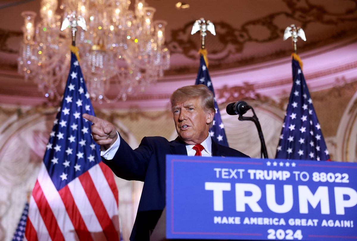 Former President Donald Trump announces third White House bid at his Mar-a-Lago home on November 15, 2022 in Palm Beach, Florida.  (Joe Raedle/Getty Images)