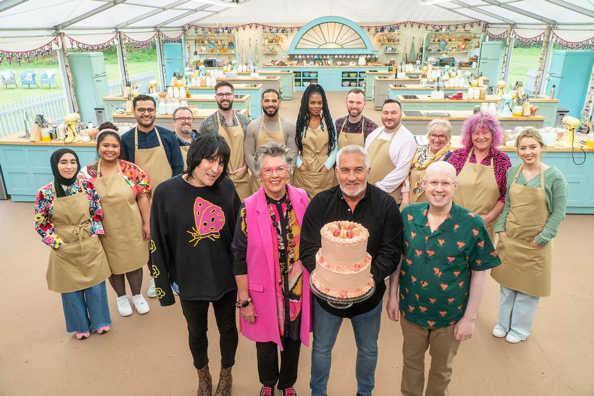Group Photo of Bakers, Presenters and Judges on "The Great British Baking Show" (Photo courtesy of Netflix/Mark Bourdillon)