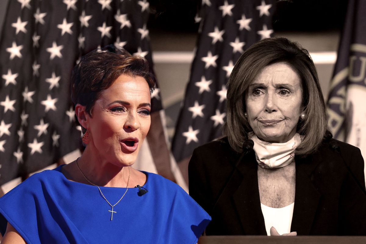 Arizona Republican nominee for governor Kari Lake and U.S. Speaker of the House Rep. Nancy Pelosi (D-CA) (Photo illustration by Salon/Getty Images)