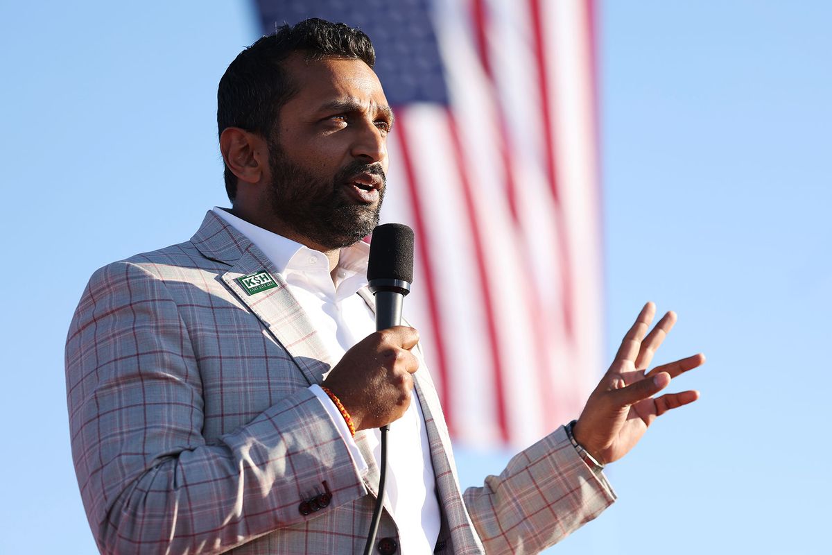 Former Chief of Staff to the Department of Defense Kash Patel speaks during a campaign rally at Minden-Tahoe Airport on October 08, 2022 in Minden, Nevada. (Justin Sullivan/Getty Images)