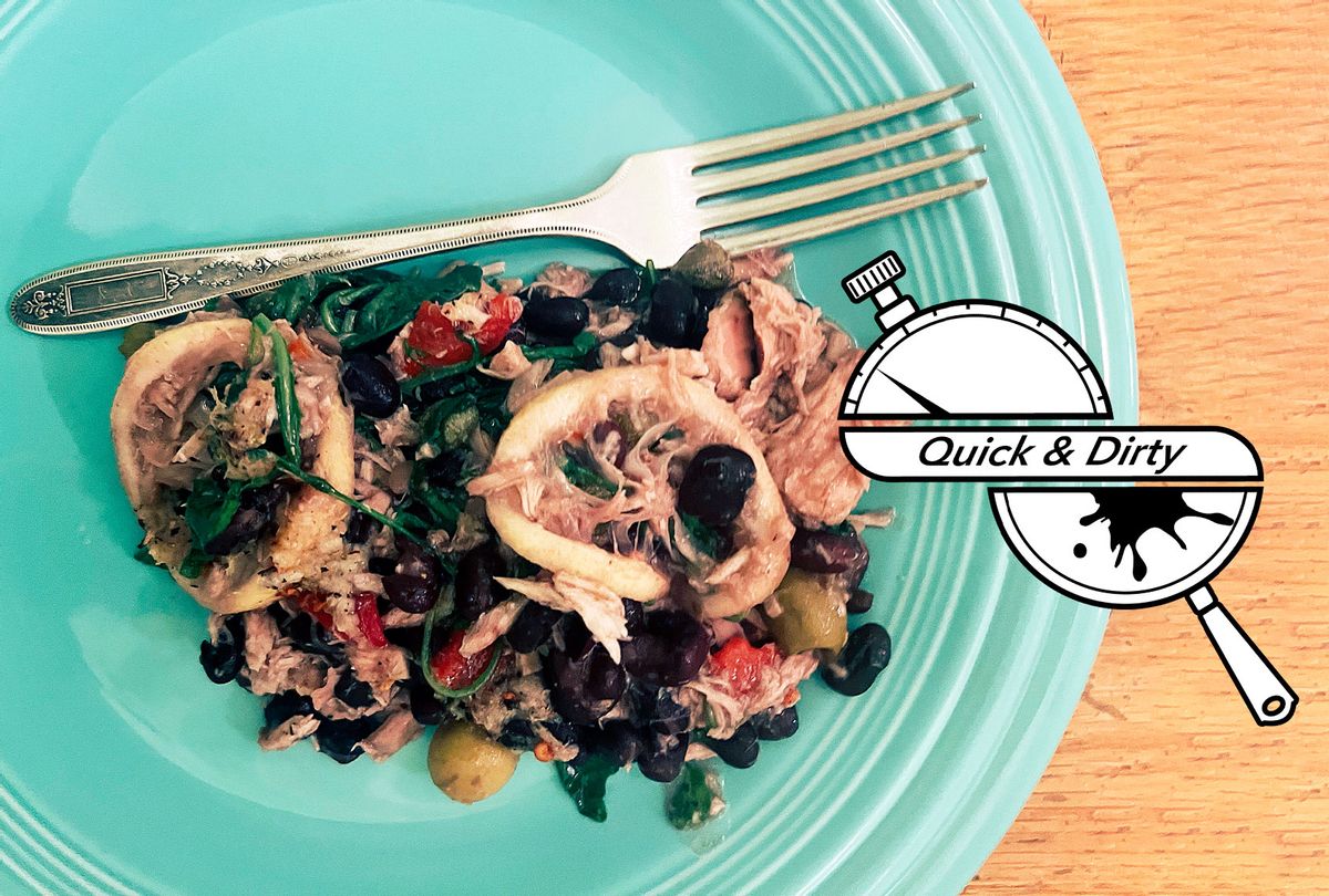 Garlicky Black Beans with Tuna and Olives (Mary Elizabeth Williams)