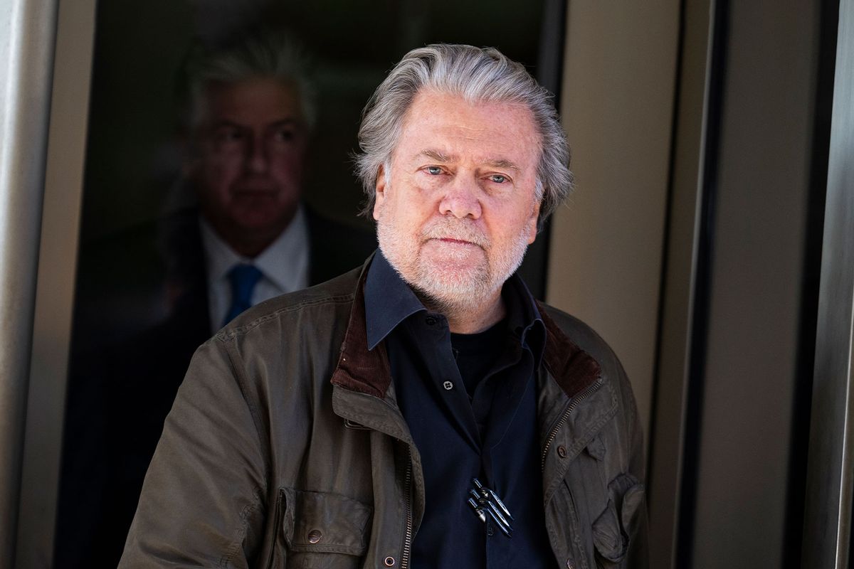 Steve Bannon, former advisor to President Donald Trump, leaves federal court in Washington, D.C., after being found guilty on contempt of Congress charges for defying a subpoena from the House Select Committee to Investigate the January 6 Attack on the U.S. Capitol. (Tom Williams/CQ-Roll Call, Inc via Getty Images)
