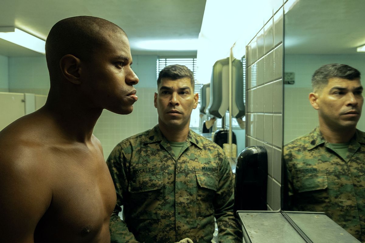 Jeremy Pope and Raul Castillo in "The Inspection" (A24)