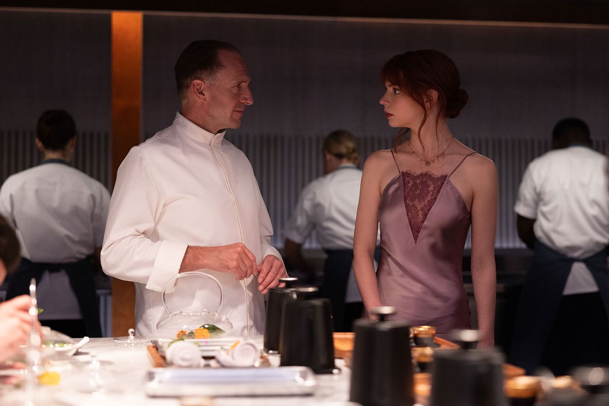 Ralph Fiennes and Anya Taylor-Joy in "The Menu" (Eric Zachanowich/Searchlight Pictures)