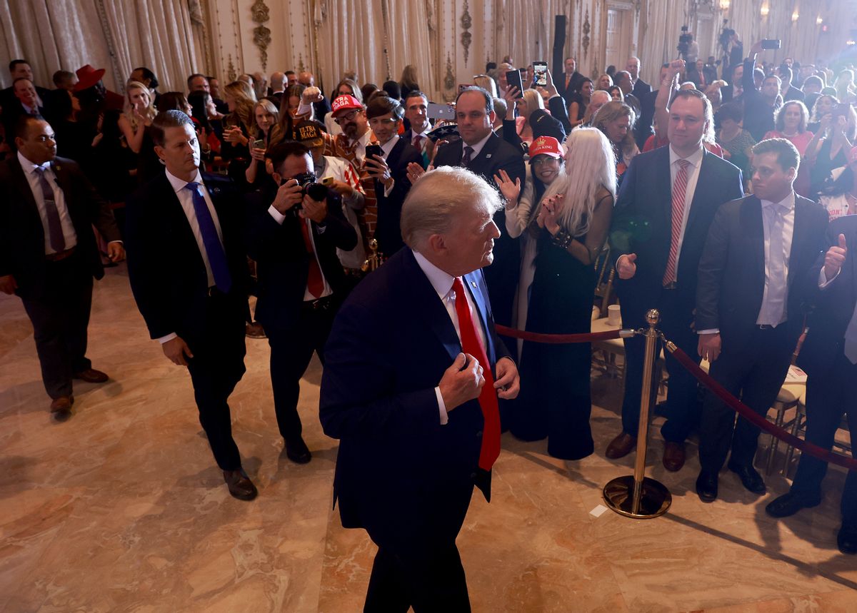 Former President Donald Trump prepares to leave after speaking during an event at his Mar-a-Lago home on Nov. 15, 2022. (Joe Raedle/Getty Images)
