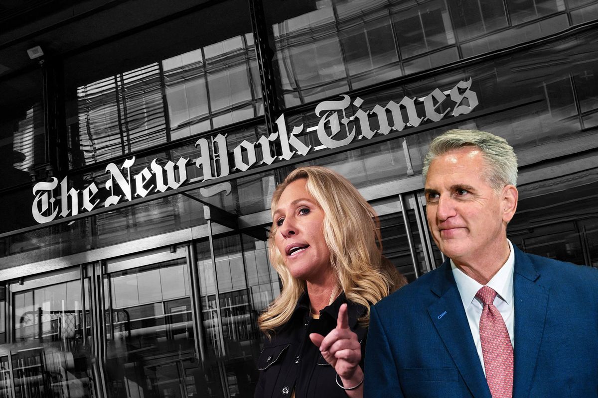 Marjorie Taylor Greene and Kevin McCarthy | New York Times (Photo illustration by Salon/Getty Images)