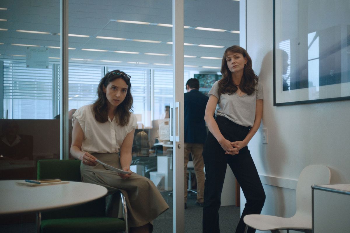 Jodi Kantor (Zoe Kazan) and Megan Twohey (Carey Mulligan) in "She Said" (Universal)