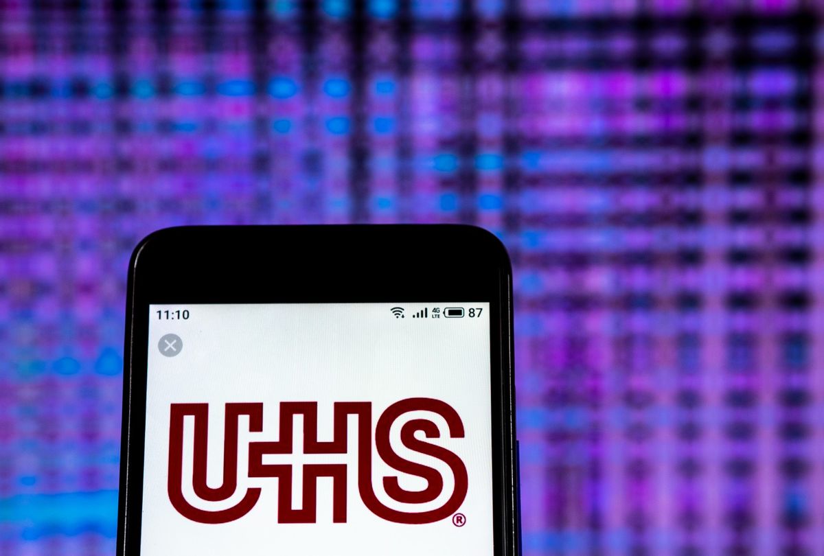 Universal Health Services Hospitals company logo seen displayed on a smartphone. (Photo Illustration by Igor Golovniov/SOPA Images/LightRocket via Getty Images)
