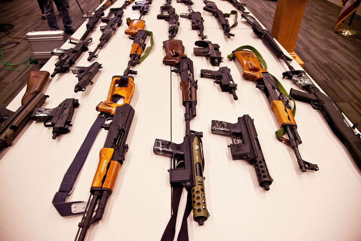 Gun buy-back program in Los Angeles press conference at LAPD headquarters. (Ted Soqui/Corbis via Getty Images)