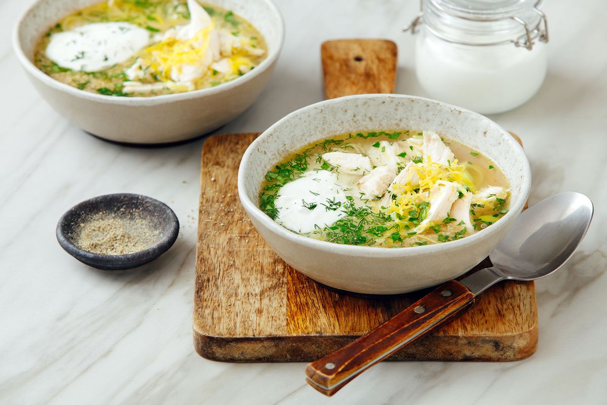 Chicken soup with herby lemon (Getty Images/luchezar)