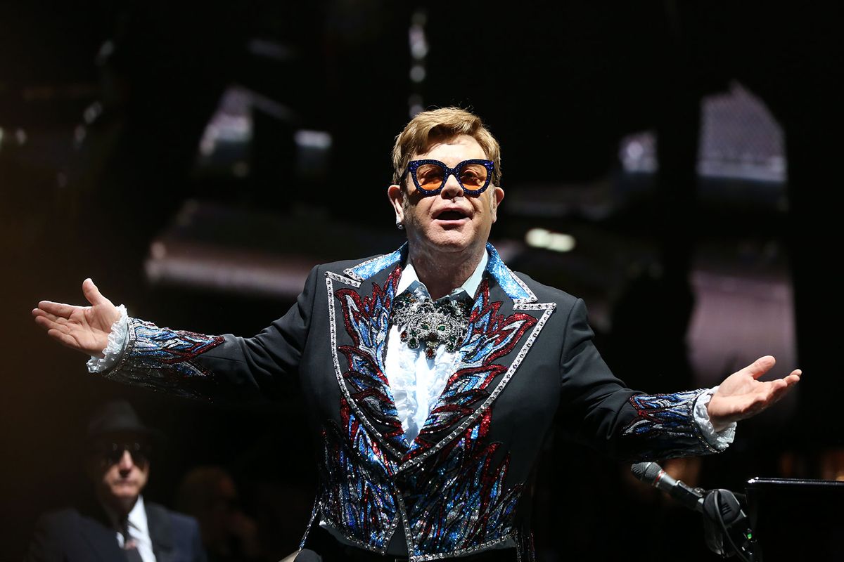 English singer-songwriter Elton John performs on stage during the 'Farewell Yellow Brick Road'-Tour in the 3Arena in Dublin on June 12, 2019. (Debbie Hickey/Getty Images)
