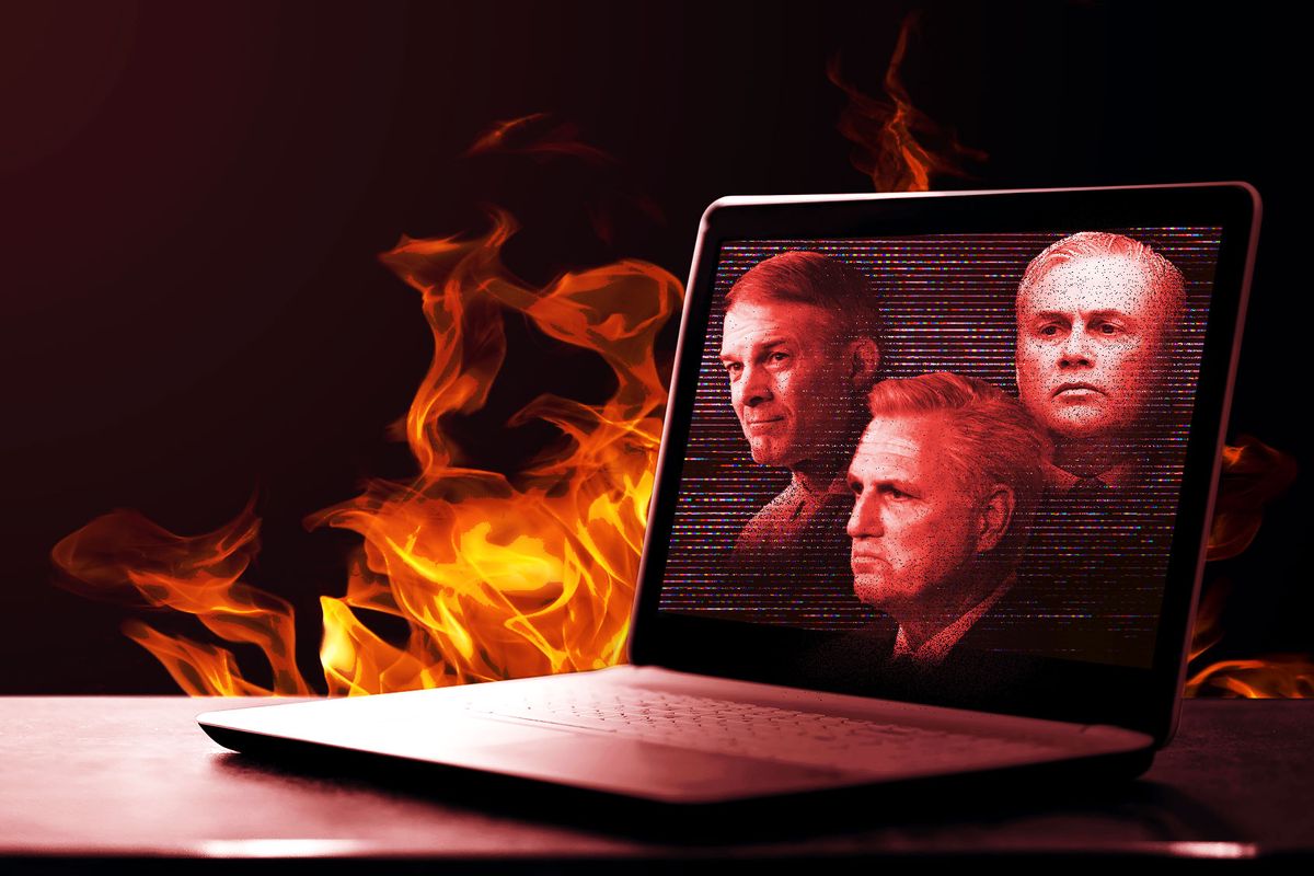 Kevin McCarthy, Jim Jordan and James Comer on a laptop (Photo illustration by Salon/Getty Images)