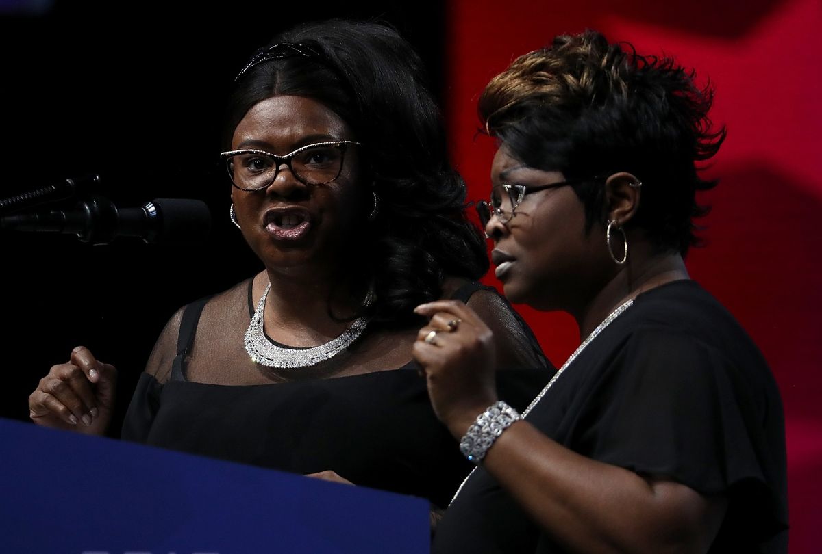Lynette Hardaway and Rochelle Richardson, also known as Diamond and Silk, speak at the NRA-ILA Leadership Forum during the NRA Annual Meeting & Exhibits at the Kay Bailey Hutchison Convention Center on May 4, 2018 in Dallas, Texas. (Justin Sullivan/Getty Images)