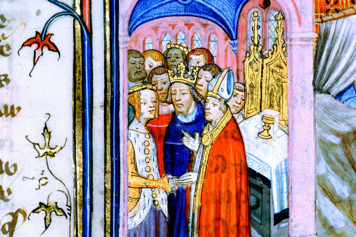 This scene depicts the Marriage of Eleanor of Aquitaine and Louis VII of France, 1137. He had the marriage annulled in 1152 and Eleanor married Henry Plantagenet (1133-1189) who became Henry II of England in 1154. (Ann Ronan Pictures/Print Collector/Getty Images)