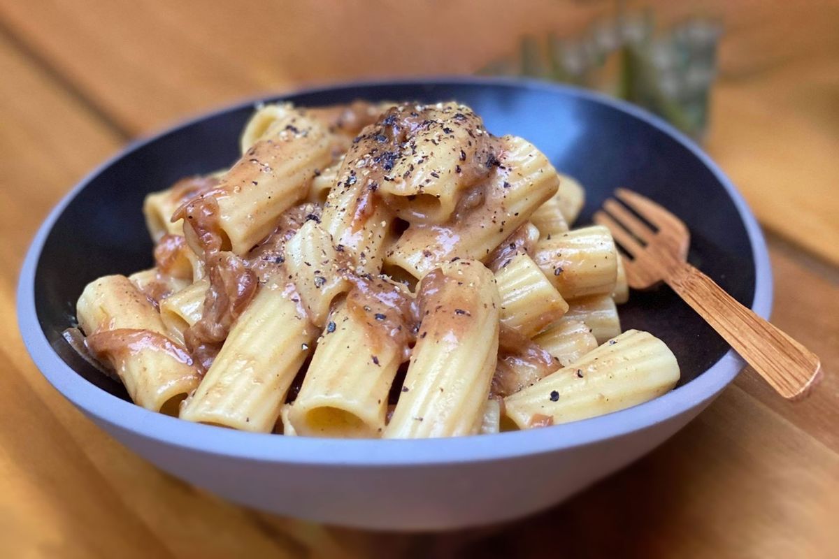 Miso Cream Rigatoni with Caramelized Onions (Courtesy of Zach Zhang/Institute of Culinary Education)
