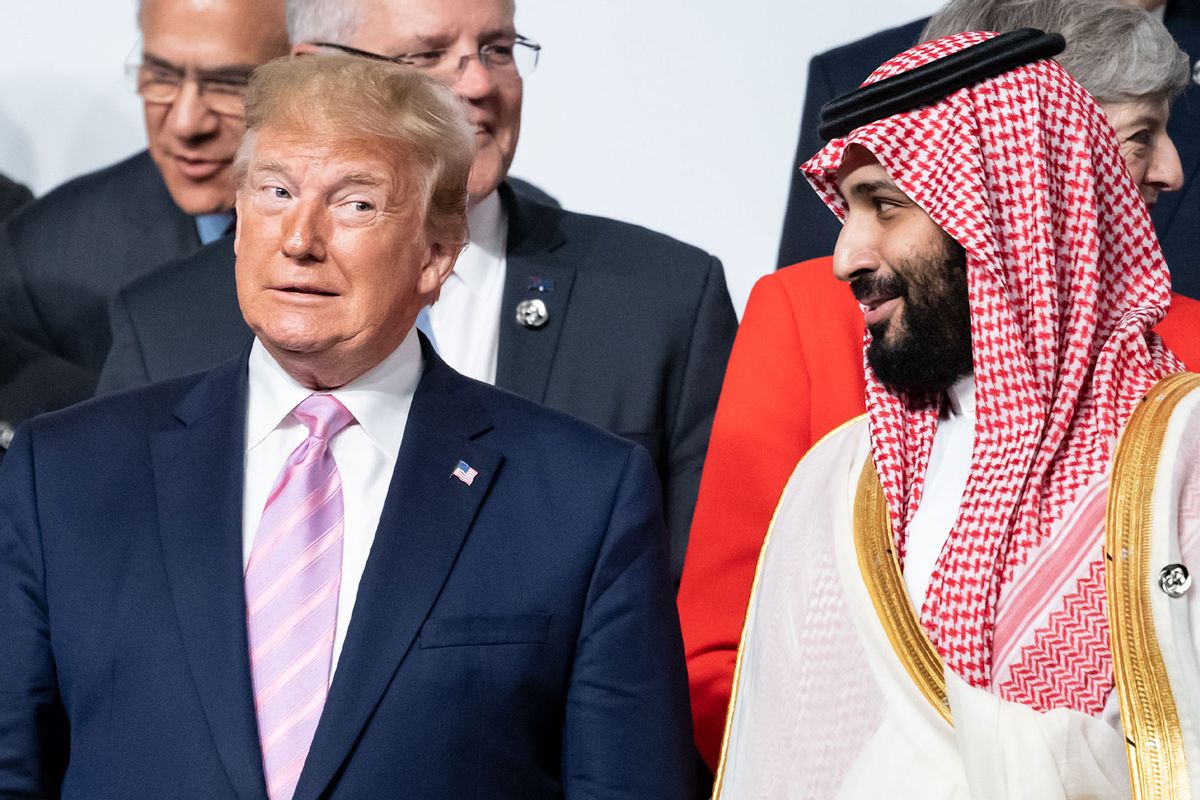 Donald Trump, President of the United States of America (USA), and Mohammed bin Salman bin Abdelasis al-Saud, Crown Prince of Saudi Arabia, stand side by side in the group picture at the start of the G20 summit, June 2019. (Bernd von Jutrczenka/picture alliance via Getty Images)
