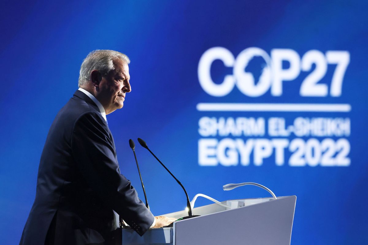 Al Gore speaks during the Sharm El-Sheikh Climate Implementation Summit (SCIS) of the UNFCCC COP27 climate conference on November 07, 2022 in Sharm El Sheikh, Egypt. (Sean Gallup/Getty Images)