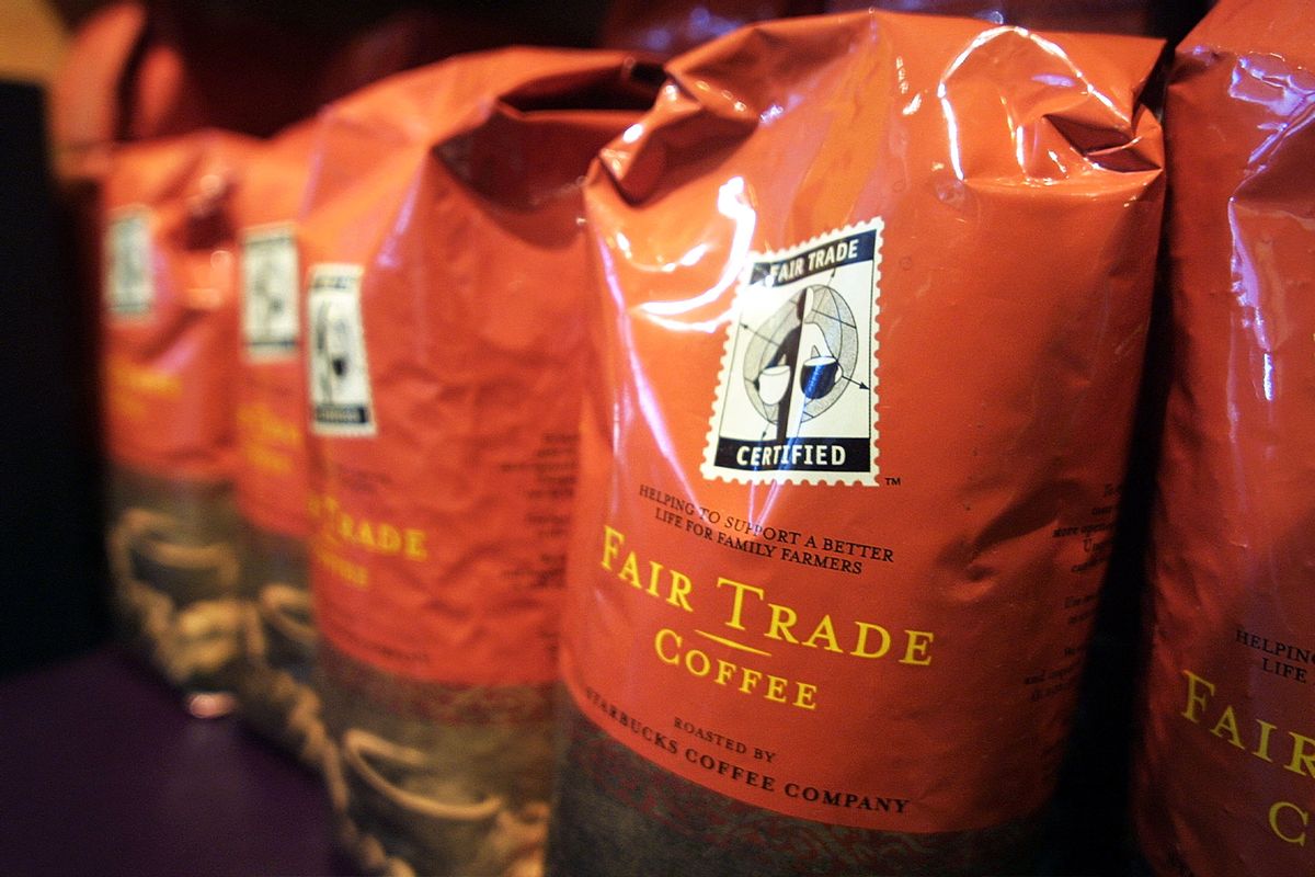 Fair Trade Coffee is on sale at Starbucks October 24, 2001 in New York City. (Mario Tama/Getty Images)