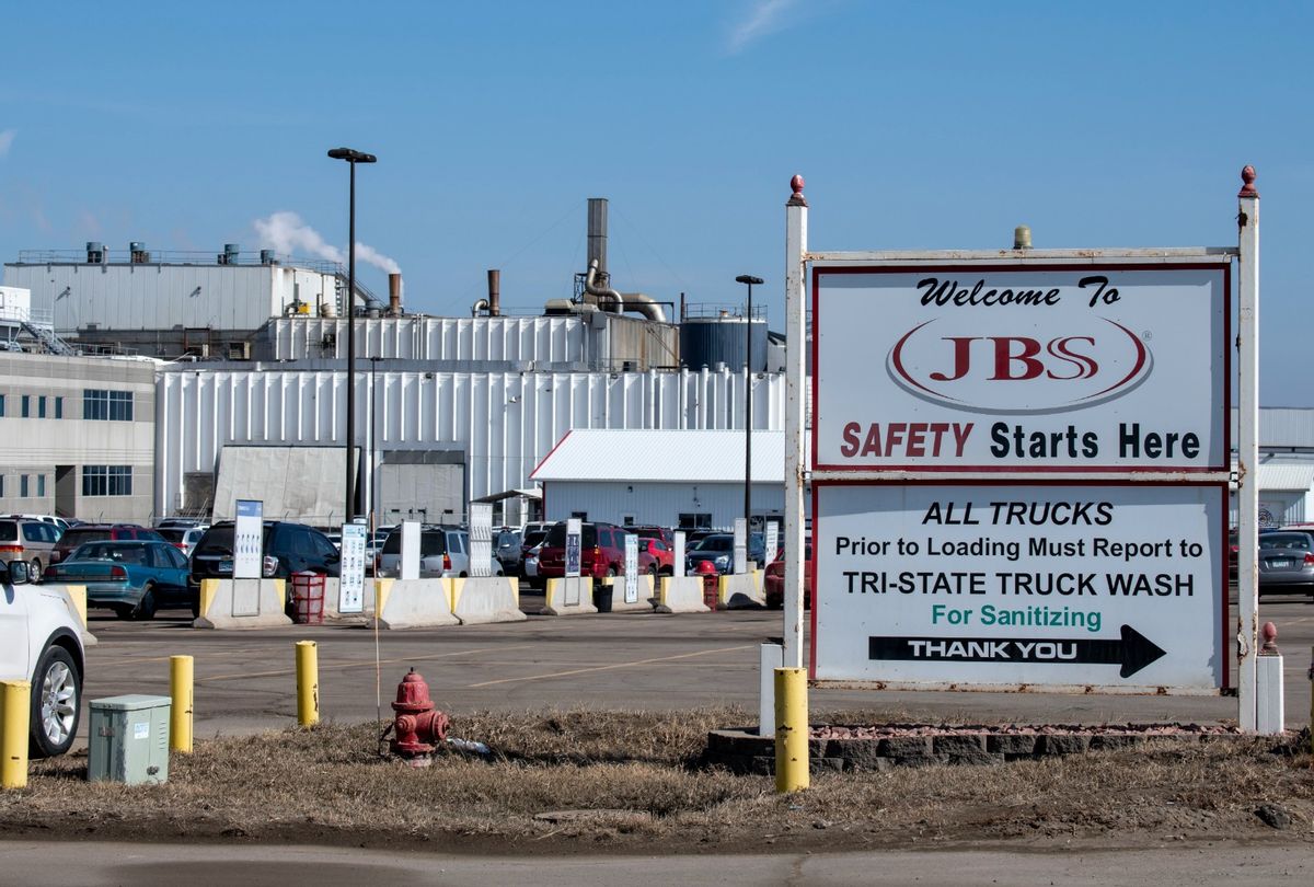 Worthington, Minnesota. JBS pork plant. It is the second largest fresh pork producer with five facilities in the U.S.  (Michael Siluk/UCG/Universal Images Group via Getty Images)