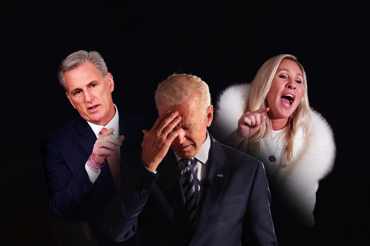 Joe Biden, Kevin McCarthy and Marjorie Taylor Greene (Photo illustration by Salon/Getty Images)