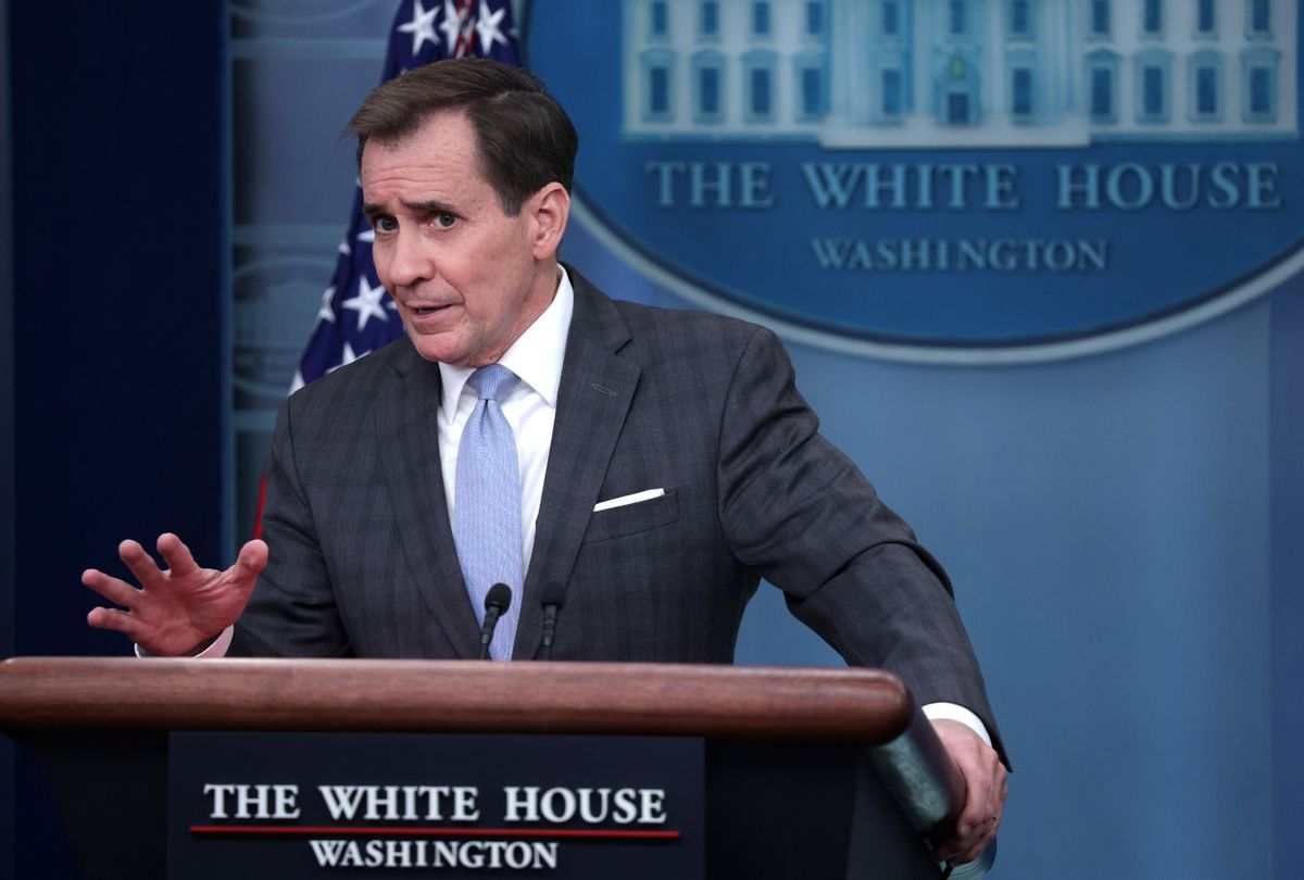 Coordinator for Strategic Communications at the National Security Council John Kirby speaks during a daily news briefing at the James S. Brady Press Briefing Room of the White House on February 10, 2023 in Washington, DC. (Alex Wong/Getty Images)