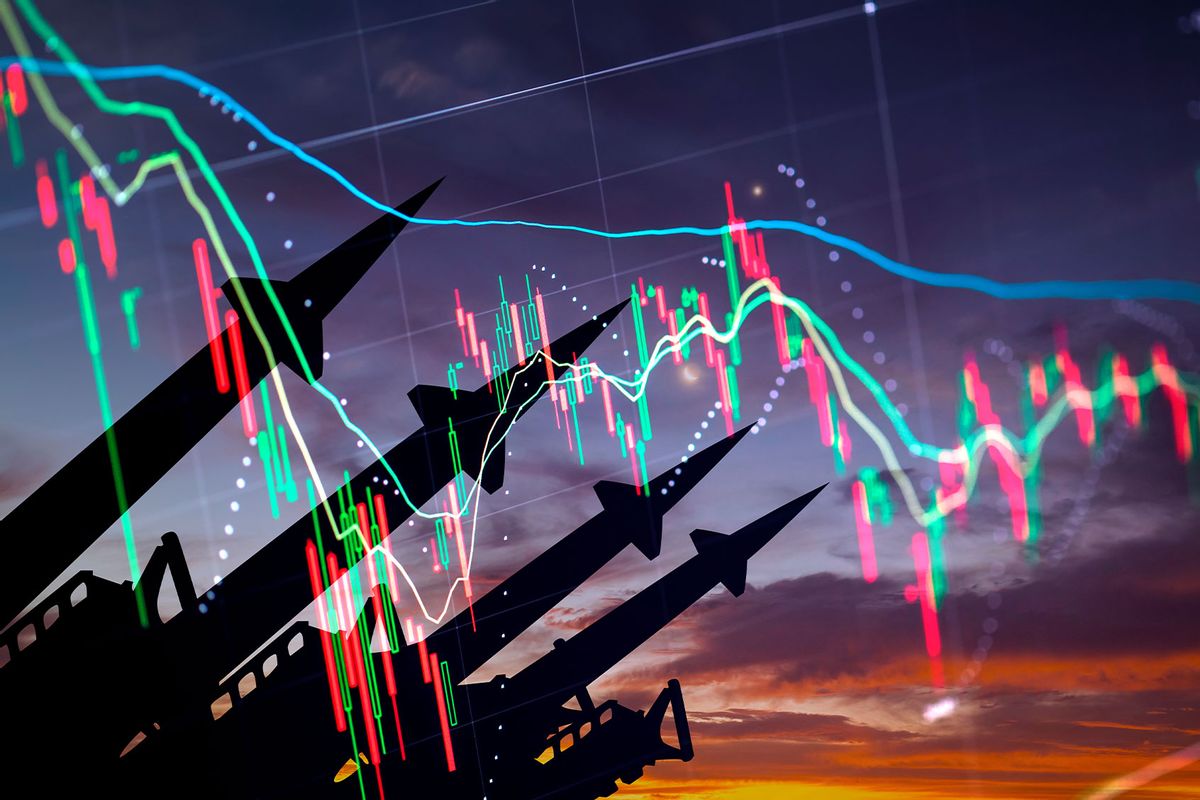 Missiles on the background of stock charts (Getty Images/Anton Petrus)