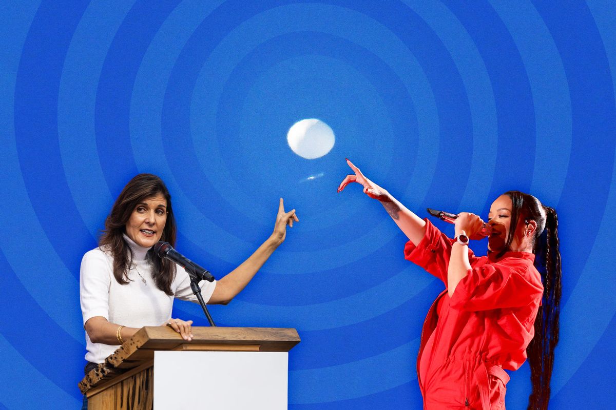 Nikki Haley, Rihanna and the Chinese Spy Balloon (Photo illustration by Salon/Getty Images)