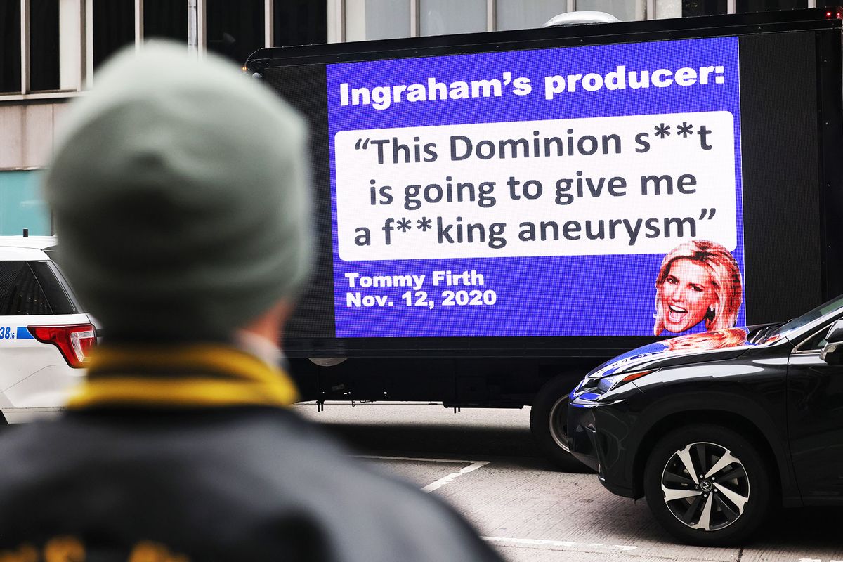 Protesters Gather Outside Fox News Studios To Call Out Channel's Silence On The Dominion Lawsuit (Michael M. Santiago/Getty Images)