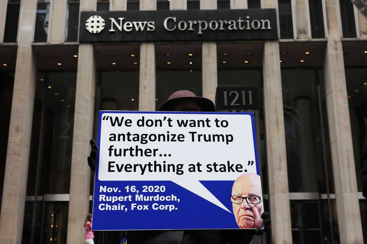 Protesters Gather Outside Fox News Studios To Call Out Channel's Silence On The Dominion Lawsuit (Michael M. Santiago/Getty Images)