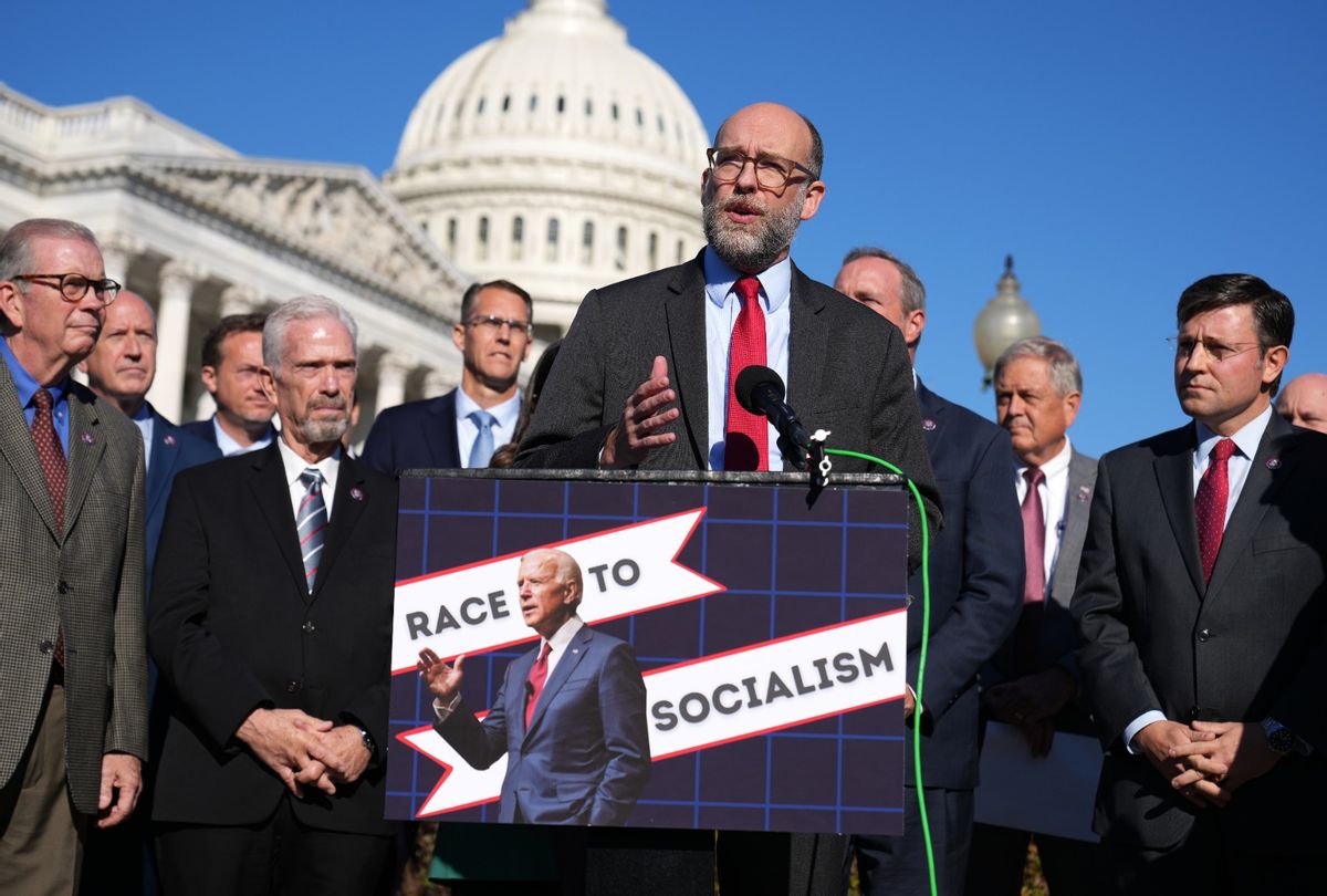 Russ Vought, former OMB director, conducts news conference outside of the U.S. Capitol with House Republicans on Friday, November 5, 2021. (Tom Williams/CQ-Roll Call, Inc via Getty Images)