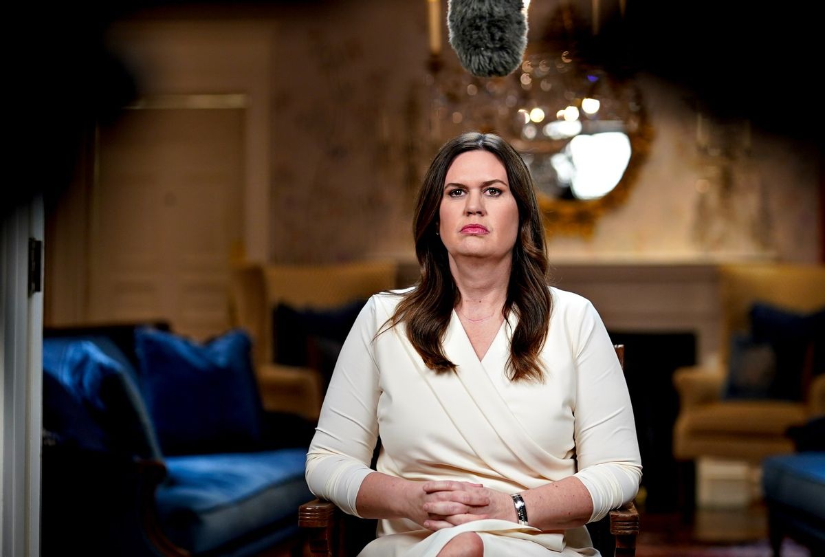 Arkansas Gov. Sarah Huckabee Sanders waits to deliver the Republican response to the State of the Union address by President Joe Biden on February 7, 2023 in Little Rock, Arkansas.  (Al Drago-Pool/Getty Images)