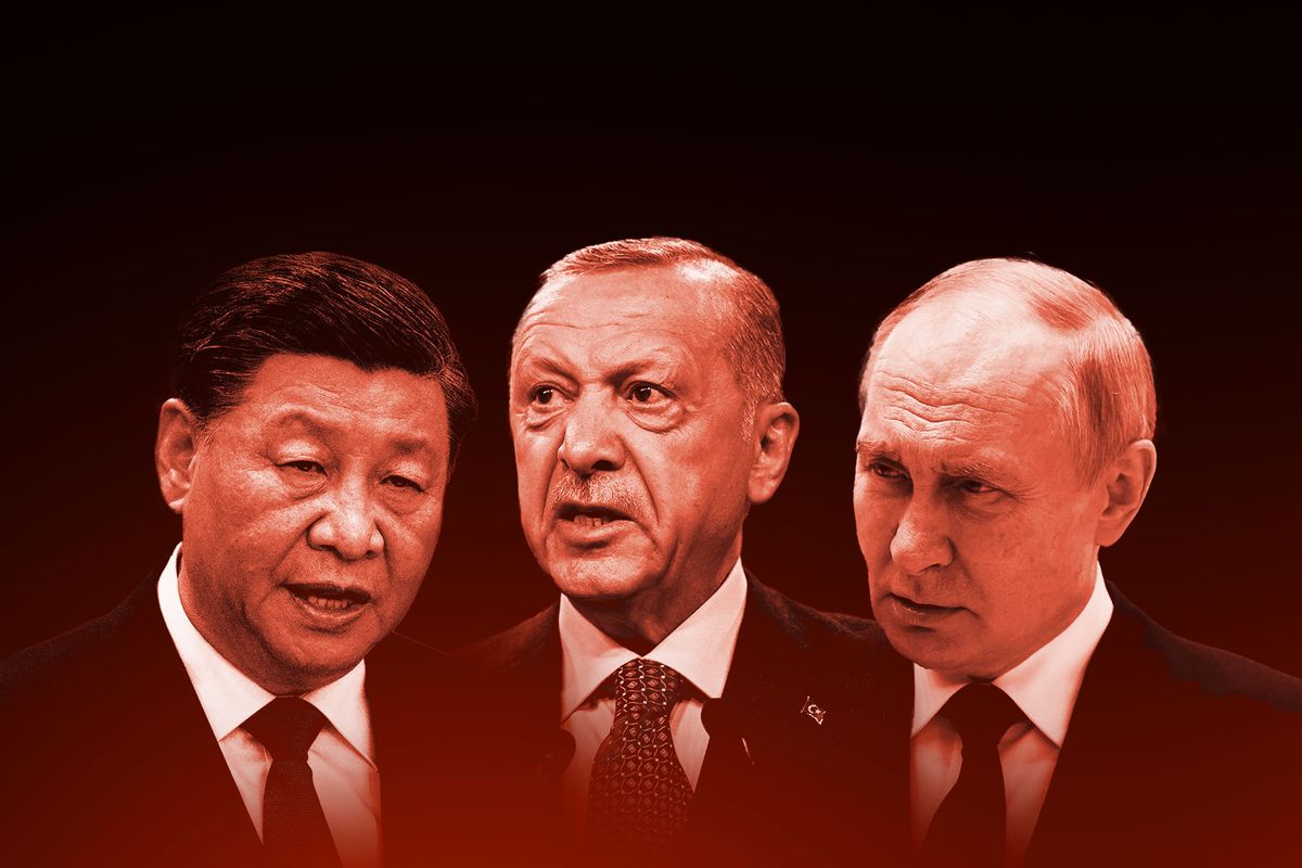 Xi Jinping, Tayyip Erdogan and Vladimir Putin (Photo illustration by Salon/Getty Images)