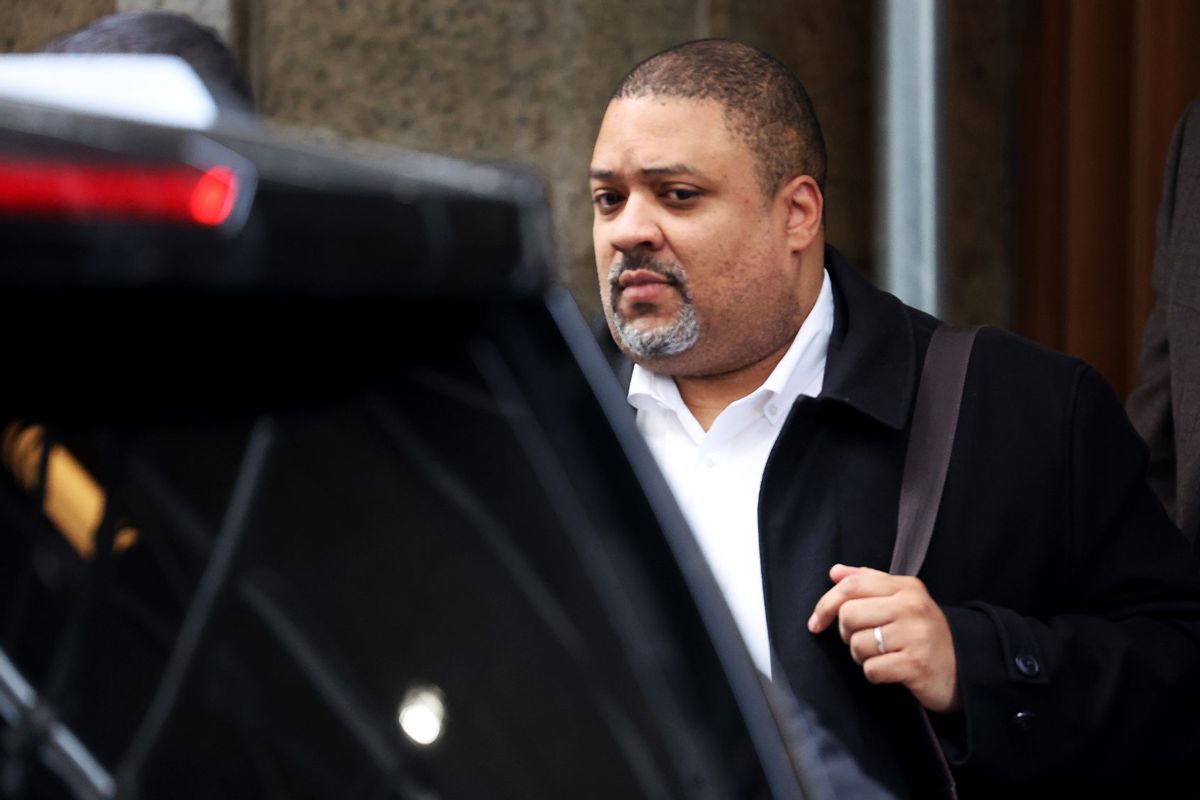Manhattan District Attorney Alvin Bragg leaves his office as the grand jury continues to hear evidence against former President Donald Trump on March 22, 2023 in New York City. (Scott Olson/Getty Images)
