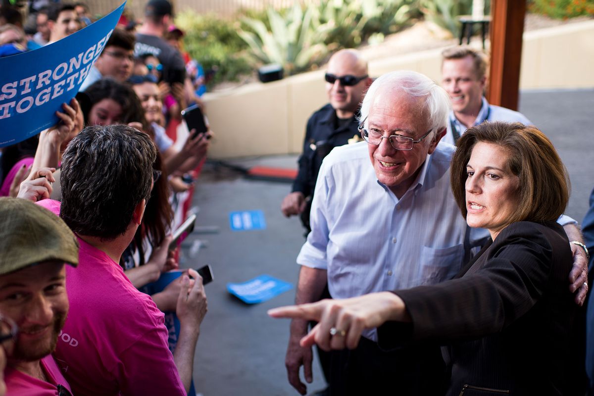 Sen. Bernie Sanders holds a campaign rally with Catherine Cortez Masto, Democratic candidate for U.S. Senate from Nevada, at the College of Southern Nevada in Las Vegas on Sunday, Nov. 6, 2016. (Bill Clark/CQ Roll Call/Getty Images)