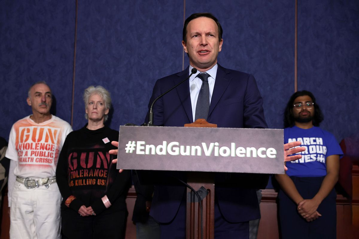 U.S. Sen. Chris Murphy (D-CT) speaks during an event to mark the 10th anniversary of the Sandy Hook Elementary School shooting on December 8, 2022 at the U.S. Capitol in Washington, DC. (Alex Wong/Getty Images)