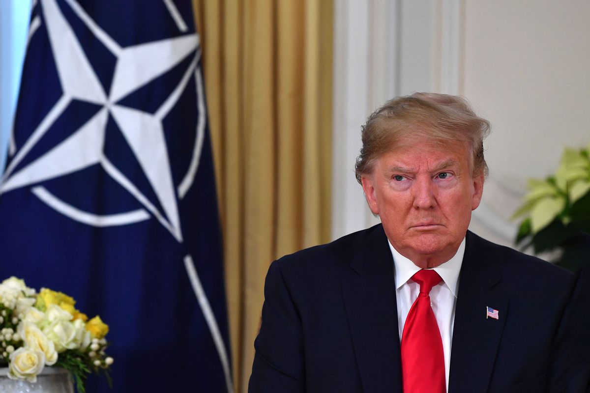 US President Donald Trump speaks during his meeting with Nato Secretary General Jens Stoltenberg at Winfield House, London on December 3, 2019. (NICHOLAS KAMM/AFP via Getty Images)