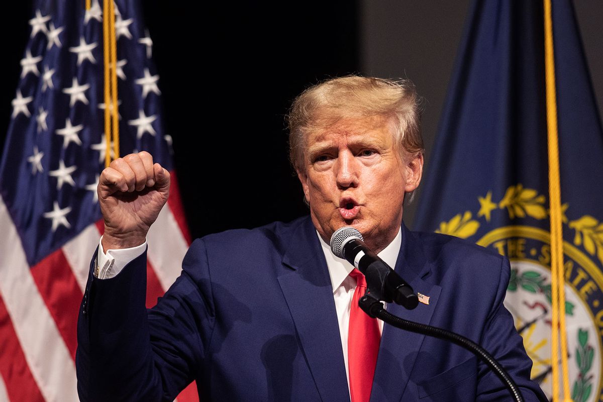 Former U.S. President Donald Trump speaks at the New Hampshire Republican State Committee's Annual Meeting on January 28, 2023 in Salem, New Hampshire. (Scott Eisen/Getty Images)
