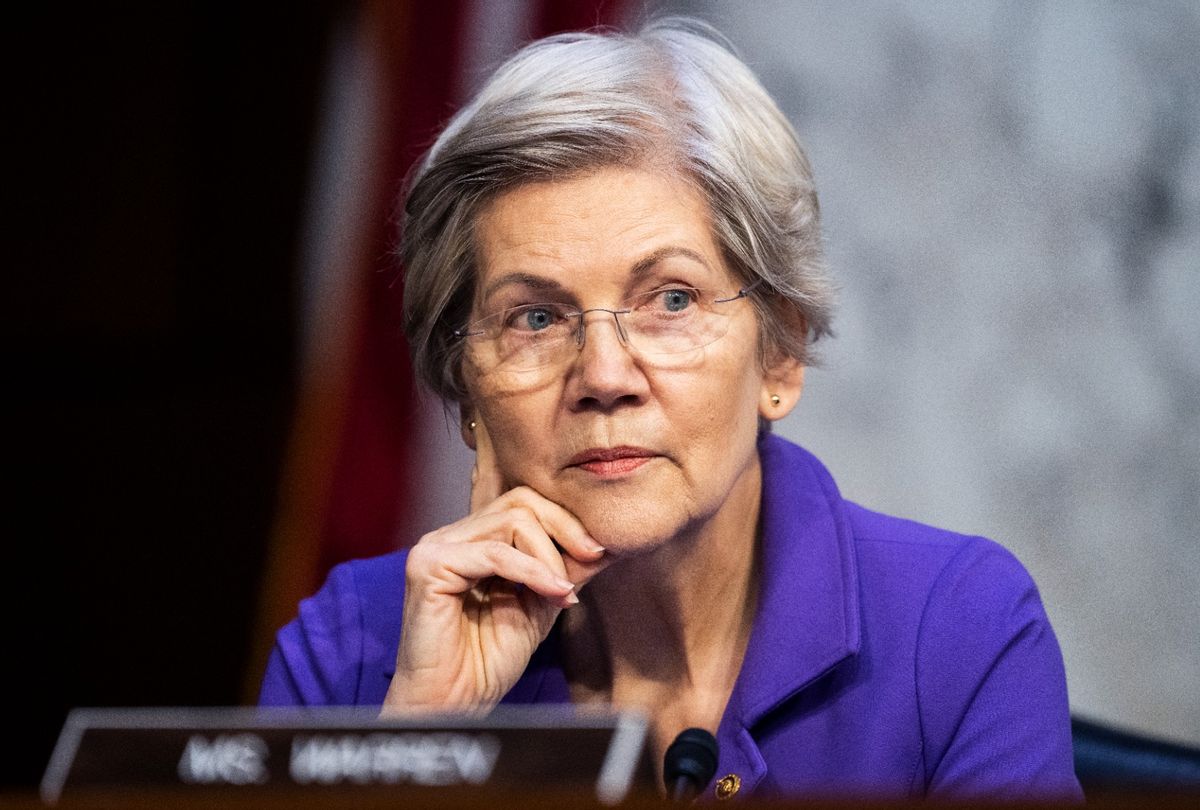 Sen. Elizabeth Warren, D-Mass., attends a Senate Banking, Housing, and Urban Affairs Committee hearing on Tuesday, March 7, 2023.  (Tom Williams/CQ-Roll Call, Inc via Getty Images)