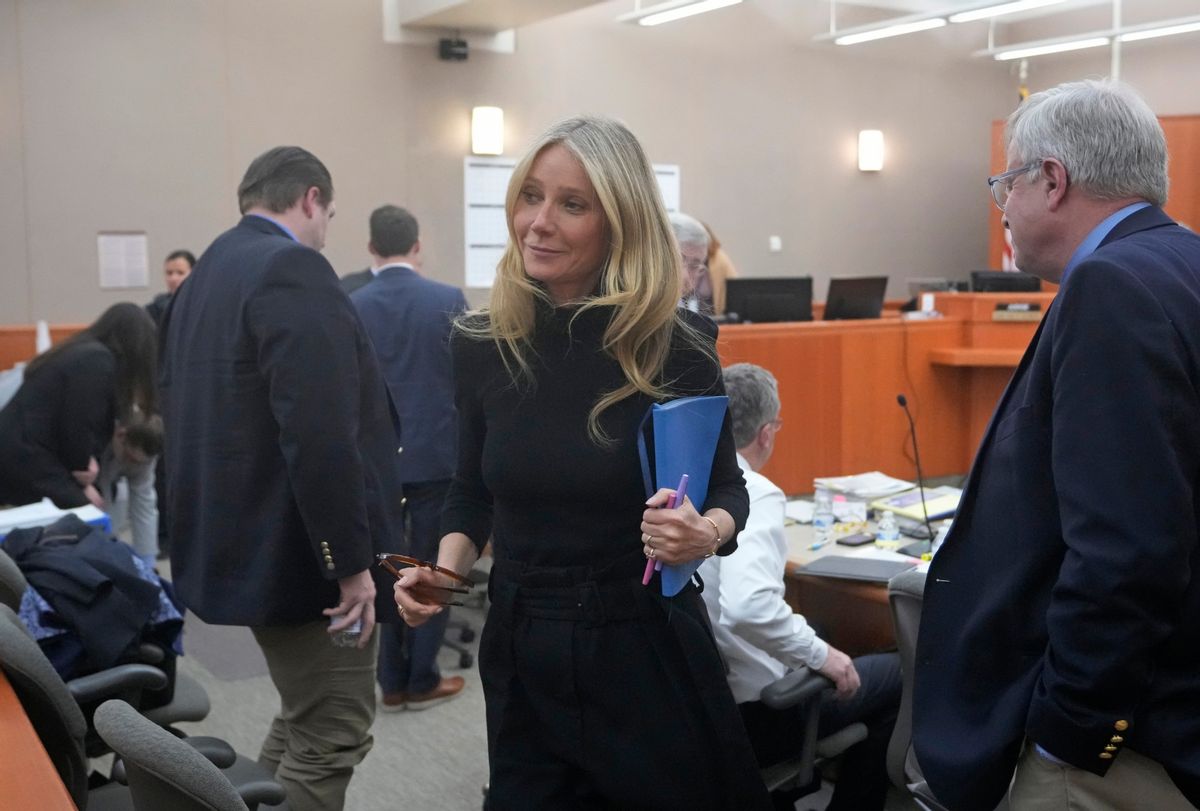 Gwyneth Paltrow leaves the courtroom in her civil trial over a collision with another skier on March 29, 2023 in Park City, Utah (Rick Bowmer-Pool/Getty Images)