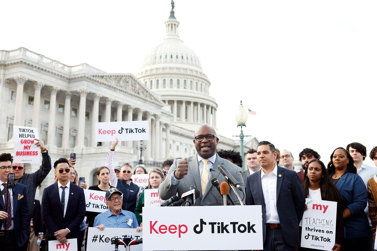 Congressman Jamaal Bowman (NY-16) speaks at a press conference with Reps. Bowman, Pocan, Garcia, and TikTok creators at the U.S. Capitol in support of free expression on March 22, 2023 in Washington, DC. (Tasos Katopodis/Getty Images for TikTok)