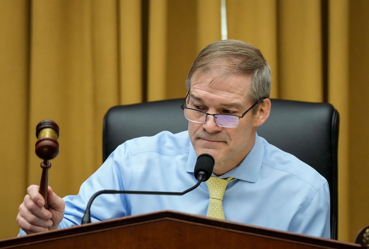 Rep. Jim Jordan (R-OH), Chairman of the House Judiciary Committee, strikes the gavel to start a hearing on  February 01, 2023 in Washington, DC.  (Drew Angerer/Getty Images)