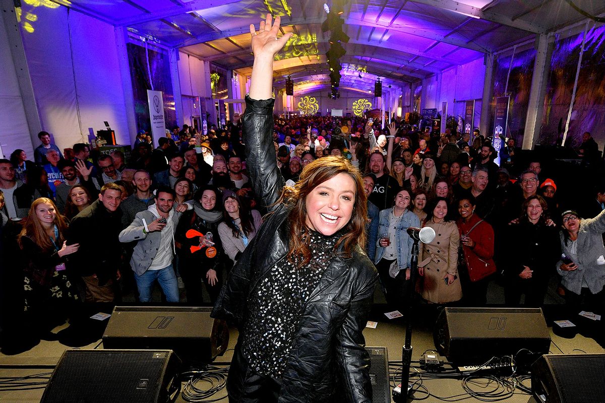 Rachael Ray poses onstage during the Blue Moon Burger Bash presented by Pat LaFrieda Meats hosted by Rachael Ray at Pier 97 on October 11, 2019 in New York City. (Dia Dipasupil/Getty Images for NYCWFF)