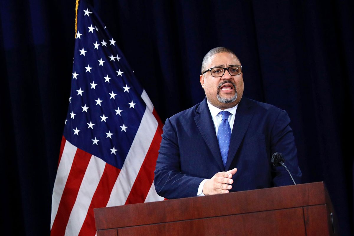 Manhattan District Attorney Alvin Bragg speaks during a press conference following the arraignment of former U.S. President Donald Trump April 4, 2023 in New York City. (Kena Betancur/Getty Images)