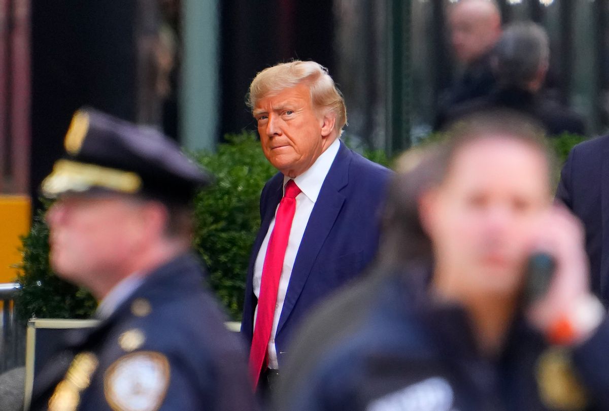 Former President Donald Trump arrives at Trump Tower on April 03, 2023 in New York City.  (Gotham/GC Images via Getty Images)