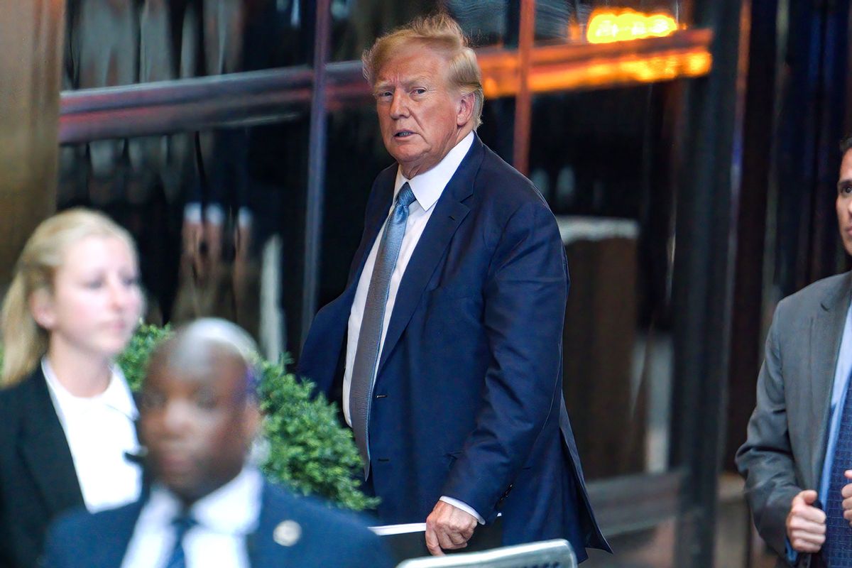 Former President Donald Trump arrives to Trump Tower on April 13, 2023 in New York City. (James Devaney/GC Images/Getty Images)