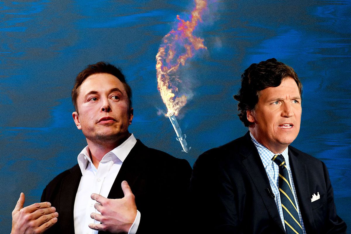 Elon Musk and Tucker Carlson | SpaceX Explosion (Photo illustration by Salon/Getty Images)